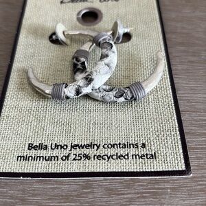 Silver and Black Crescent Earrings